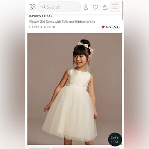 David’s Bridal Flower Girl Dress Size 3